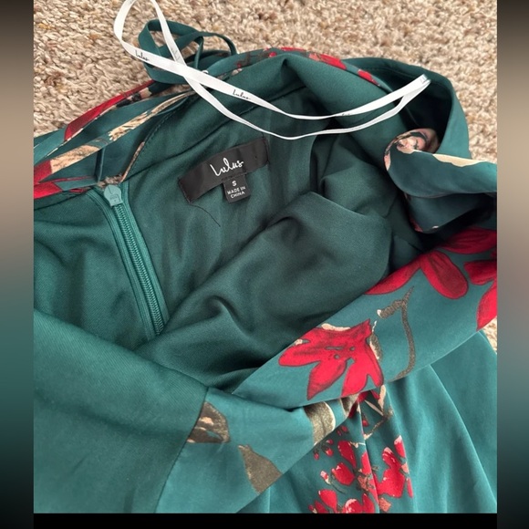 Lulus Still the One Emerald Green Floral Print Satin Maxi Dress size Small - Picture 11 of 12